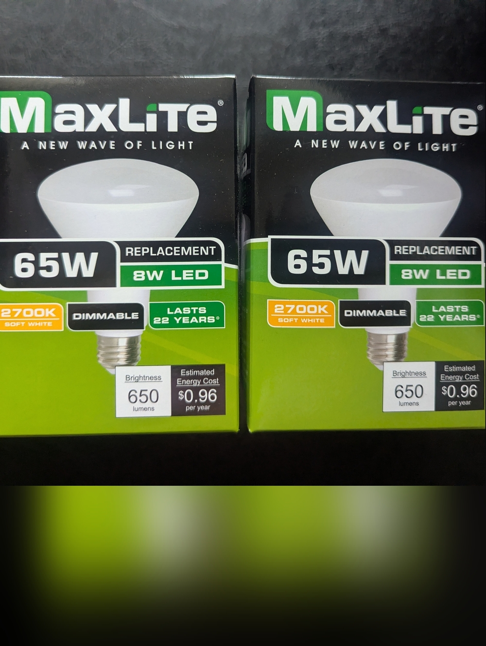 2 MaxLite  LED Bulbs 8W 65W  Dimmable SoftWhite 2700K